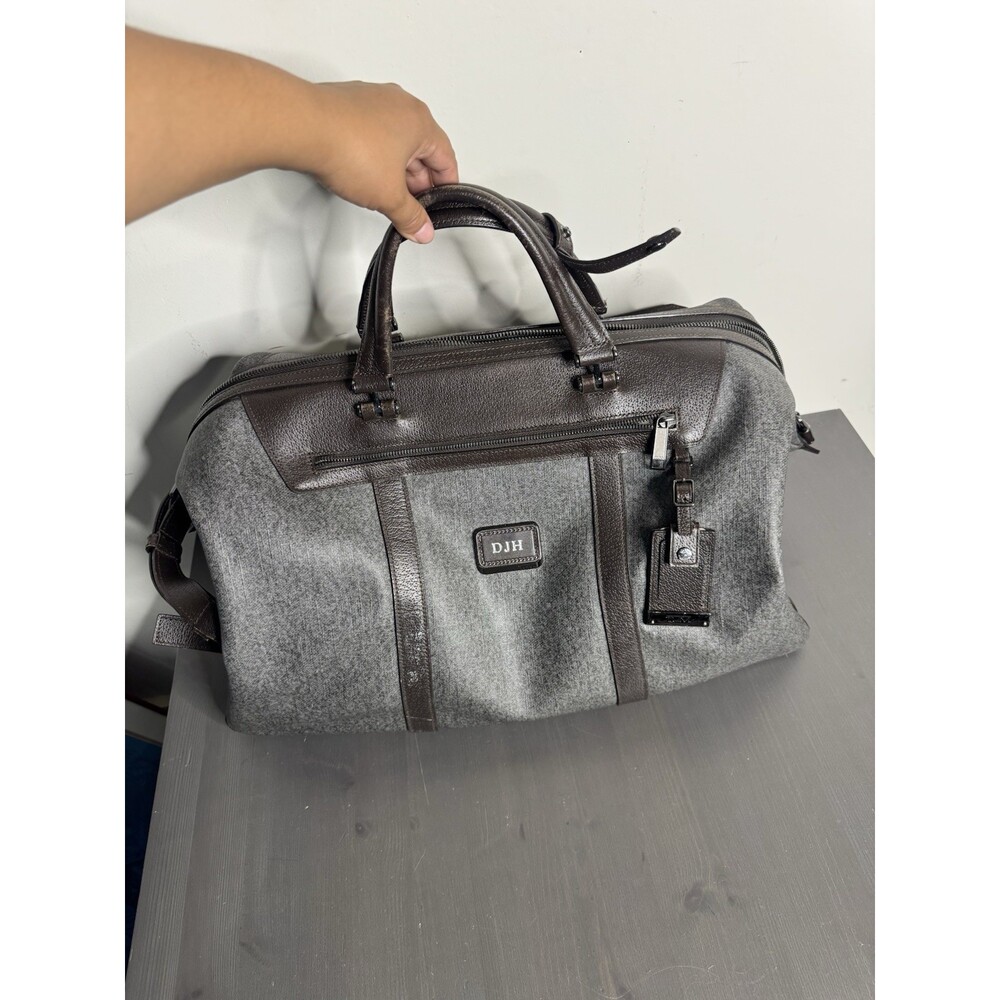 Authentic TUMI Astor San Remo Duffel Earl Grey Brown Leather Weekender Bag - Picture 2 of 13